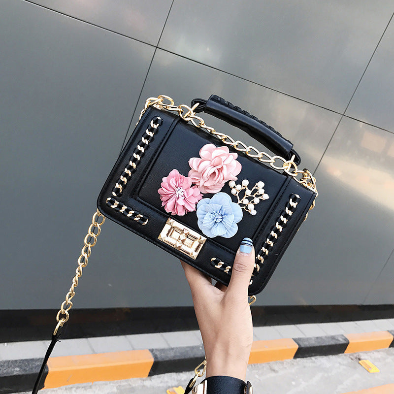 3D Flower PU Crossbody Bag with Single Shoulder Strap