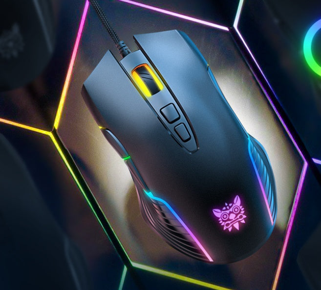 ماوس ألعاب سلكي USB ضوئي بإضاءة RGB قابل للتعديل 7 سرعات DPI