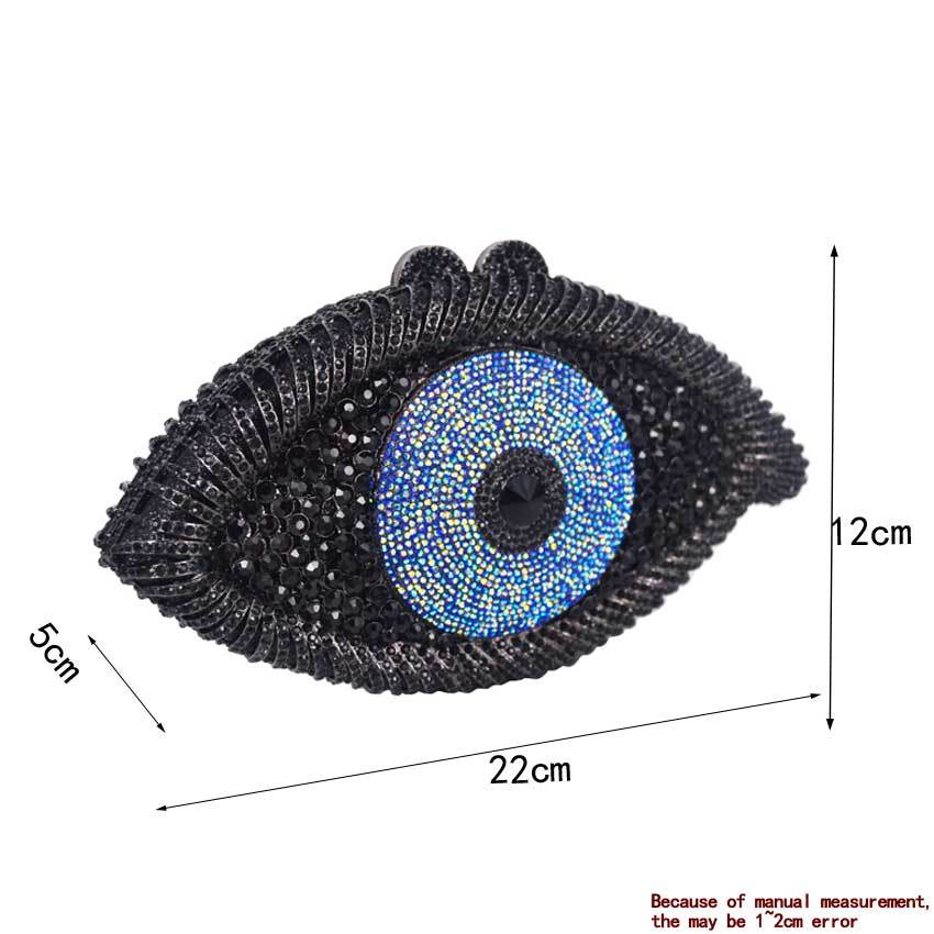 Women's Eye Diamond Evening Bag 23x12x5.5cm Metal Chain Handle