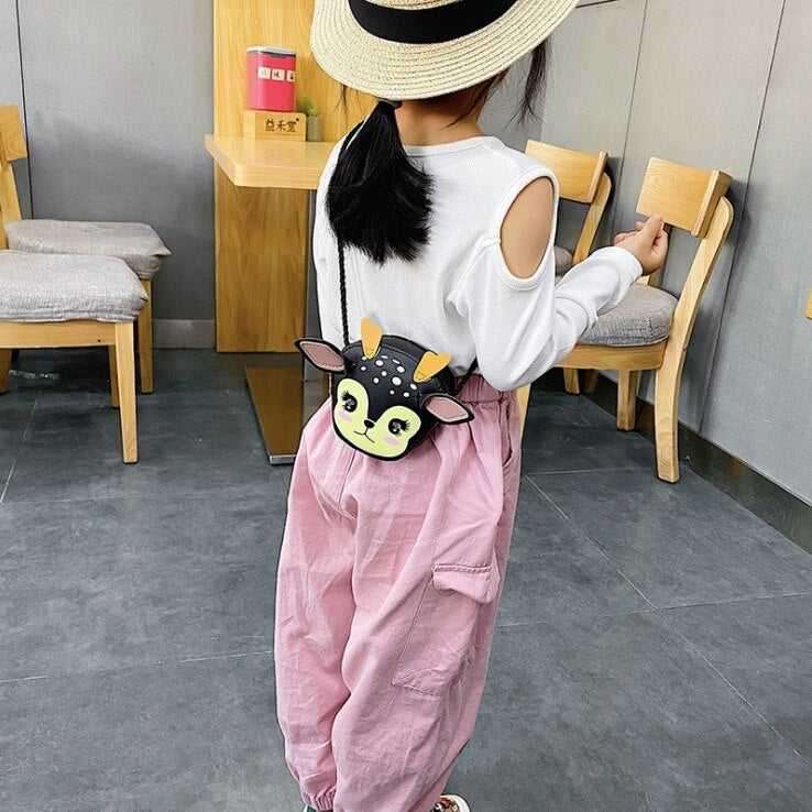 Mini sac bandoulière pour filles en cuir PU, design animal de dessin animé