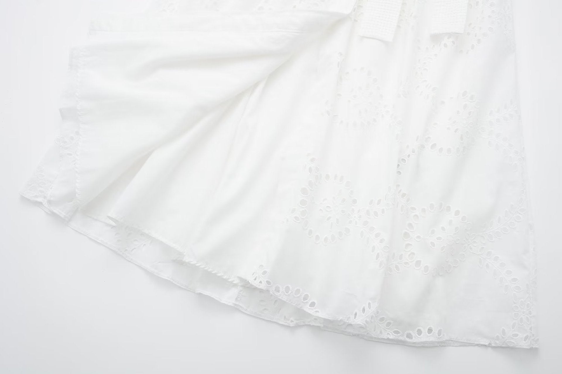 Robe élégante en coton blanc à manches longues, taille mi-haute, du XS au L pour femme
