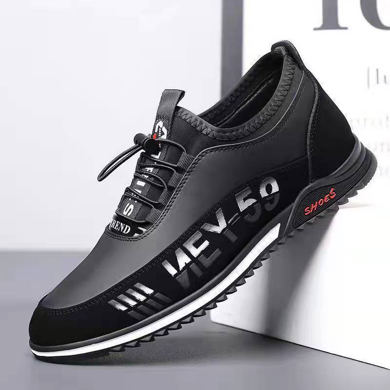 Men's Casual Slip-On Leather Shoes Flat Heel Blue Black Sizes 39-44