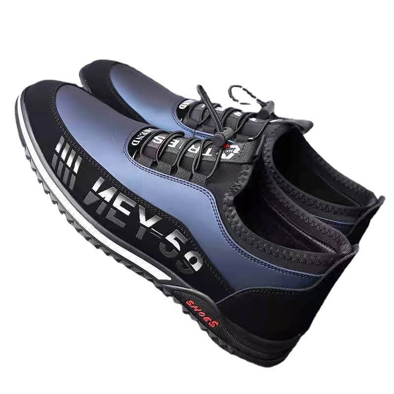 Men's Casual Slip-On Leather Shoes Flat Heel Blue Black Sizes 39-44