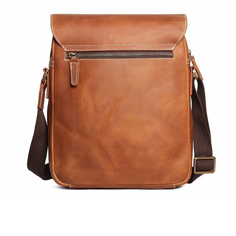 Sac à bandoulière vintage en cuir véritable fait main pour homme