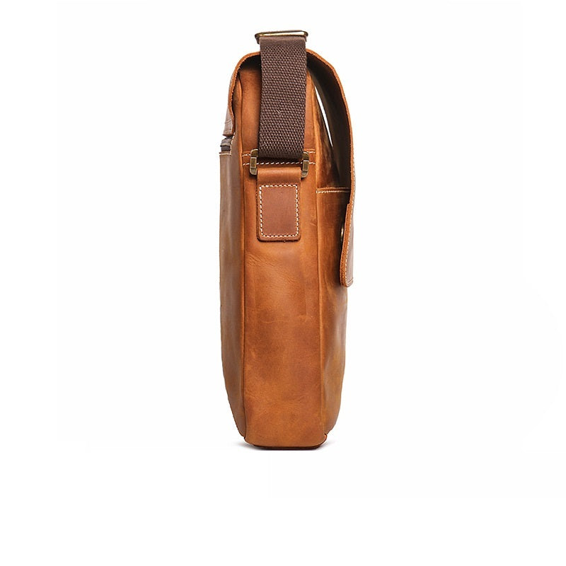 Sac à bandoulière vintage en cuir véritable fait main pour homme