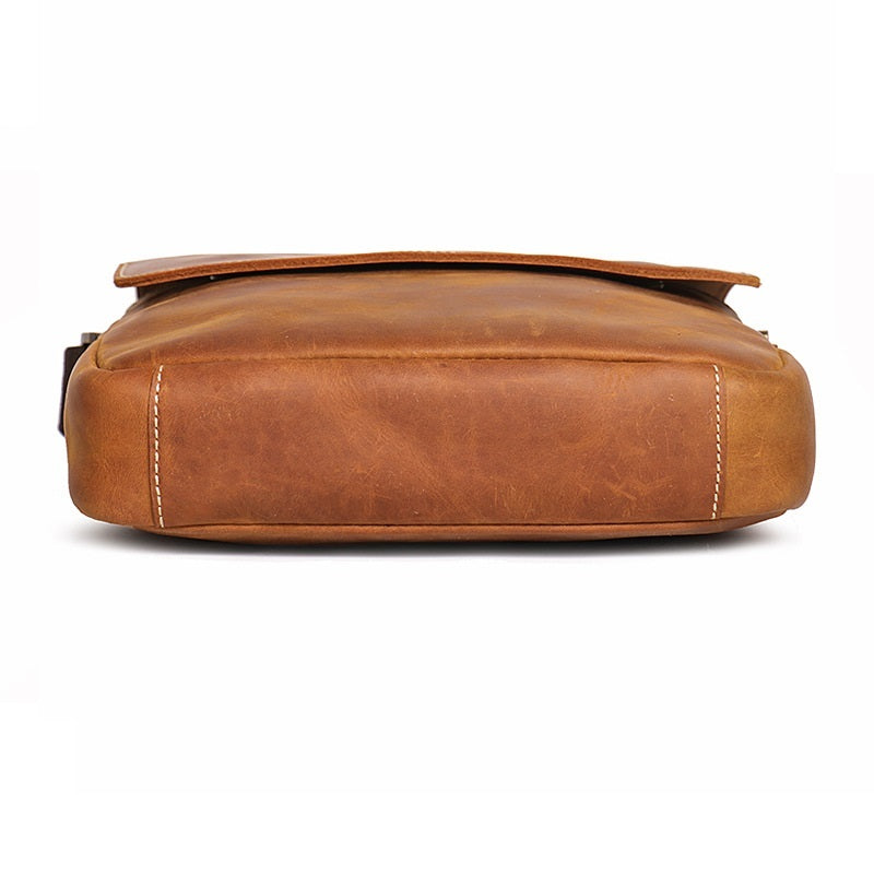 Sac à bandoulière vintage en cuir véritable fait main pour homme