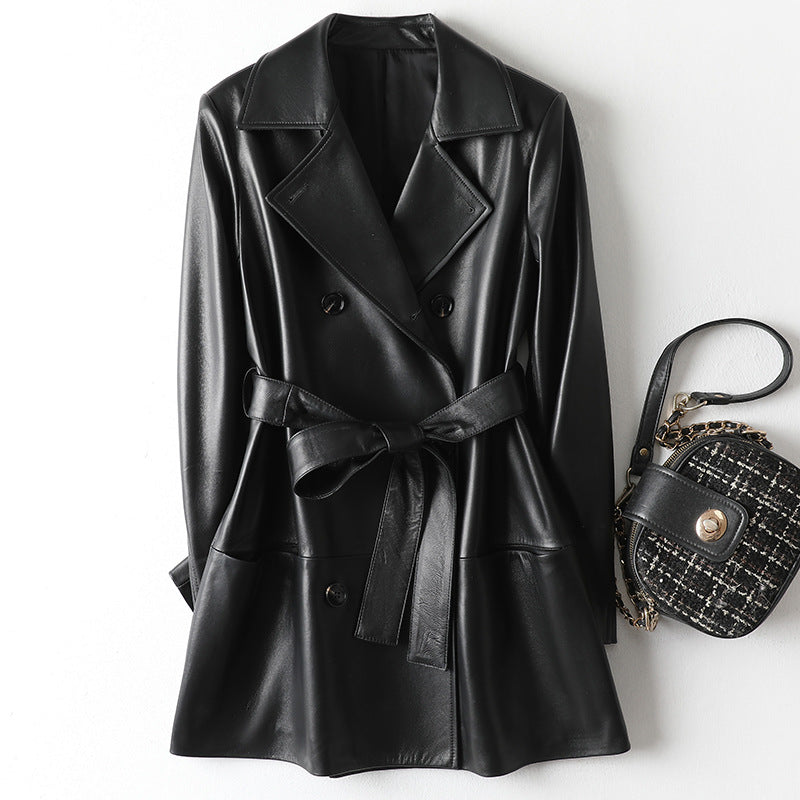 Black Leather Fashion Jacket Blazer for Women, Sizes M-XXXL