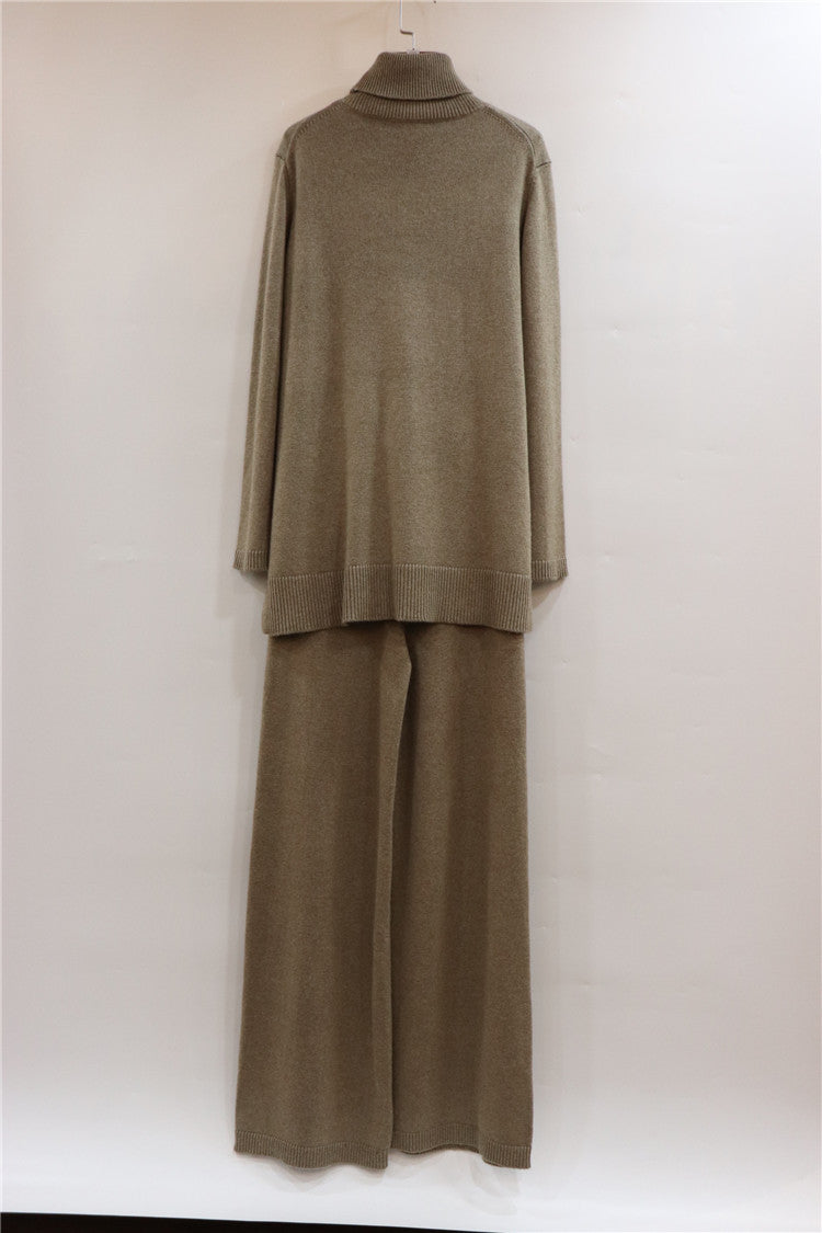 Ensemble deux-pièces femme en cachemire : manteau et pantalon coupe ajustée