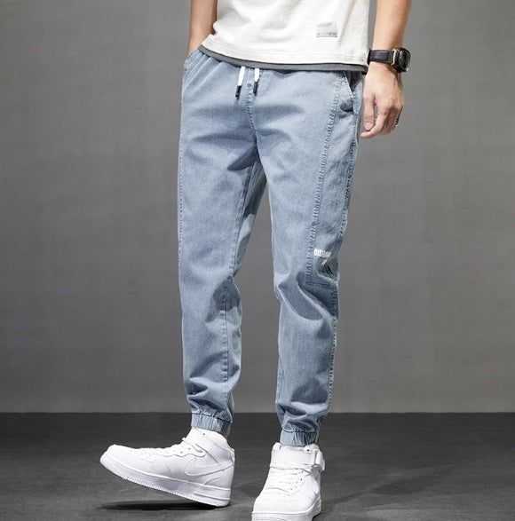Men's Stretch Black Denim Jeans Mid Waist Slim Fit