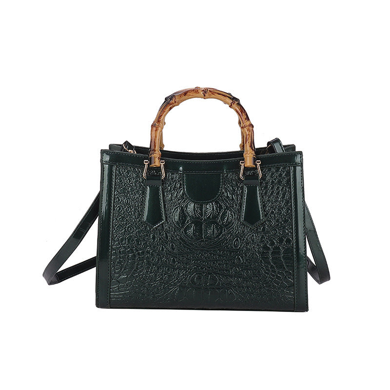 High-End PU Textile Women's Commuter Handbag