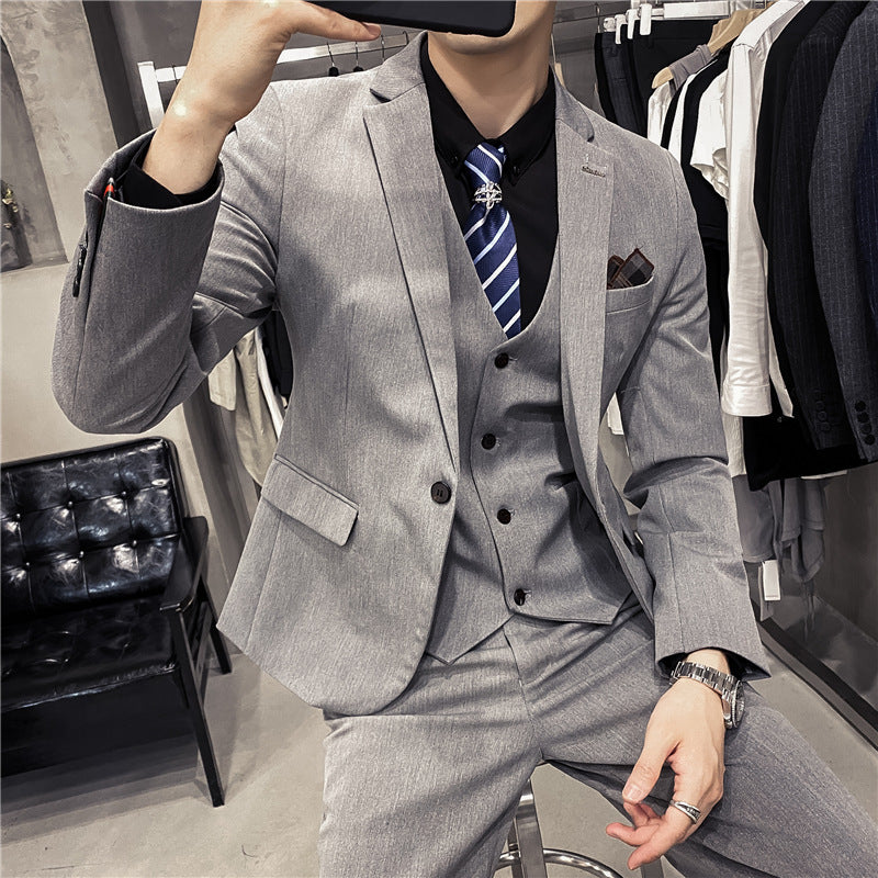 Slim Fit Business Best Man Three-Piece Suit Set