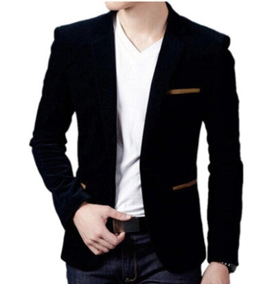 British Style Corduroy Slim Fit Blazer in Khaki, Black, Navy, Burgundy & Brown
