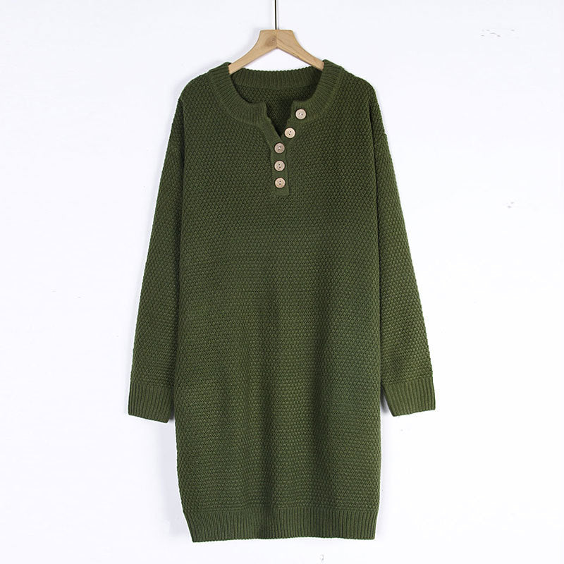 Robe pull boutonnée kaki, noire et verte pour femme, tailles S-XL
