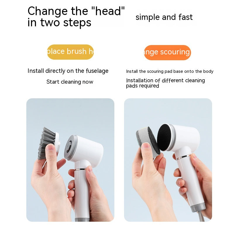 Electric Multifunctional Rechargeable Cleaning Dish Brush with 6 Brush Heads
