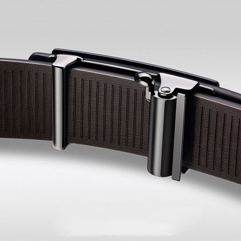 Men's Genuine Leather Automatic Buckle Toothless Belt Black