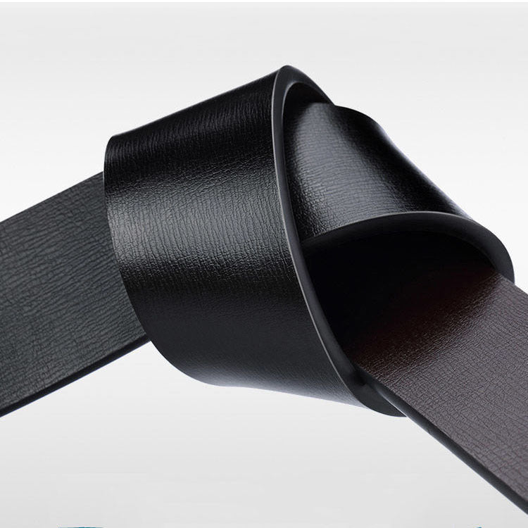Men's Genuine Leather Automatic Buckle Toothless Belt Black