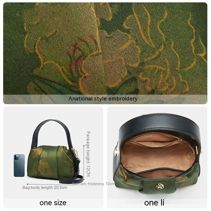 Women's Dark Green Mulberry Silk Messenger Bag