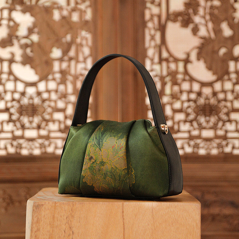 Women's Dark Green Mulberry Silk Messenger Bag