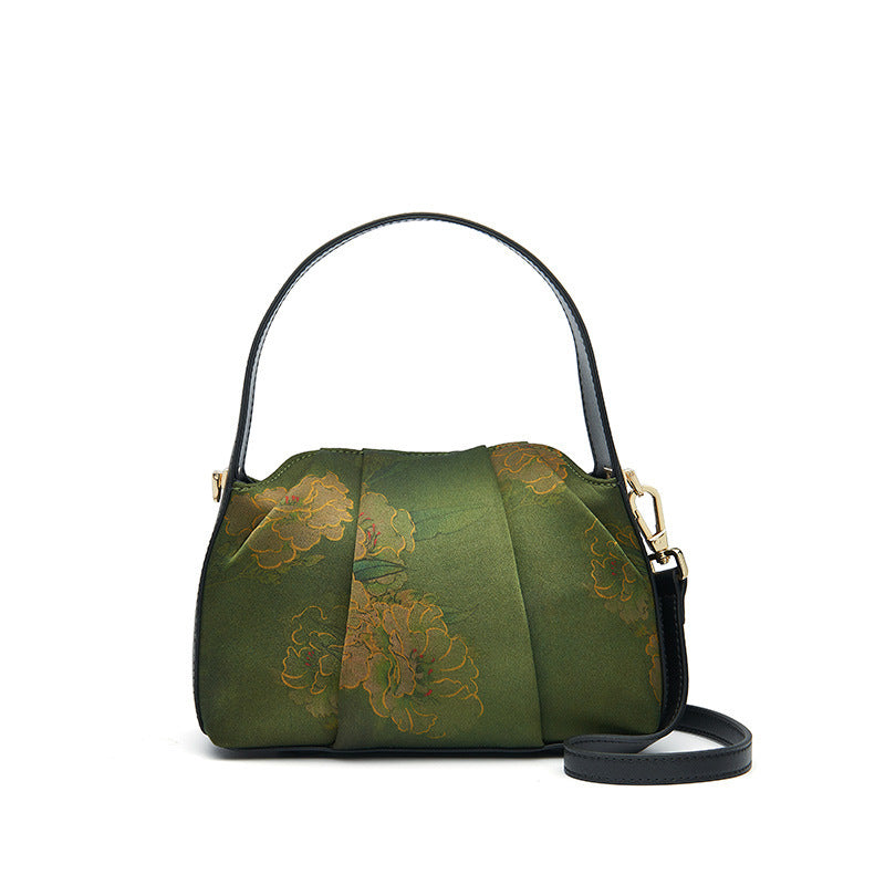 Women's Dark Green Mulberry Silk Messenger Bag