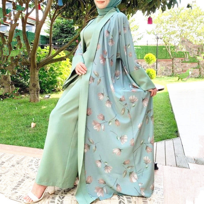 Moyen-Orient Dubaï Combinaison Robe Unie en Coton Mélangé Turc
