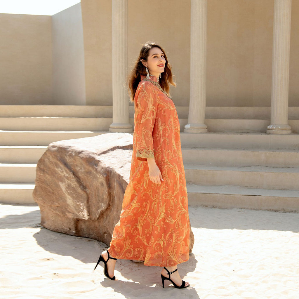 Muslim Spring Summer Middle East Embroidered Swing Dress