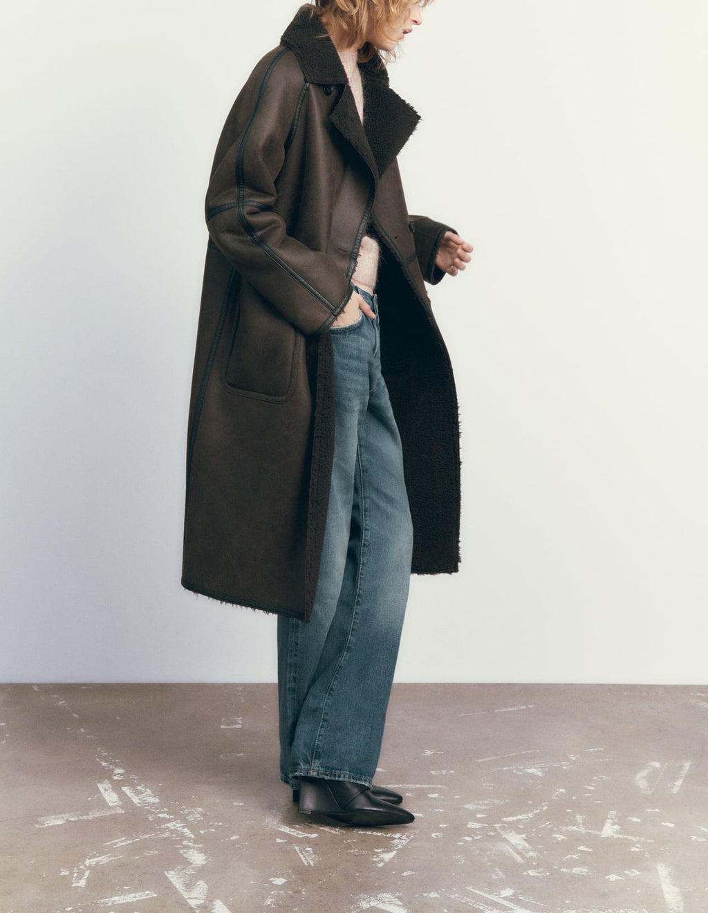 Manteau mi-long en polyester pour femme, style trench croisé à double boutonnage avec ceinture, pour l'hiver