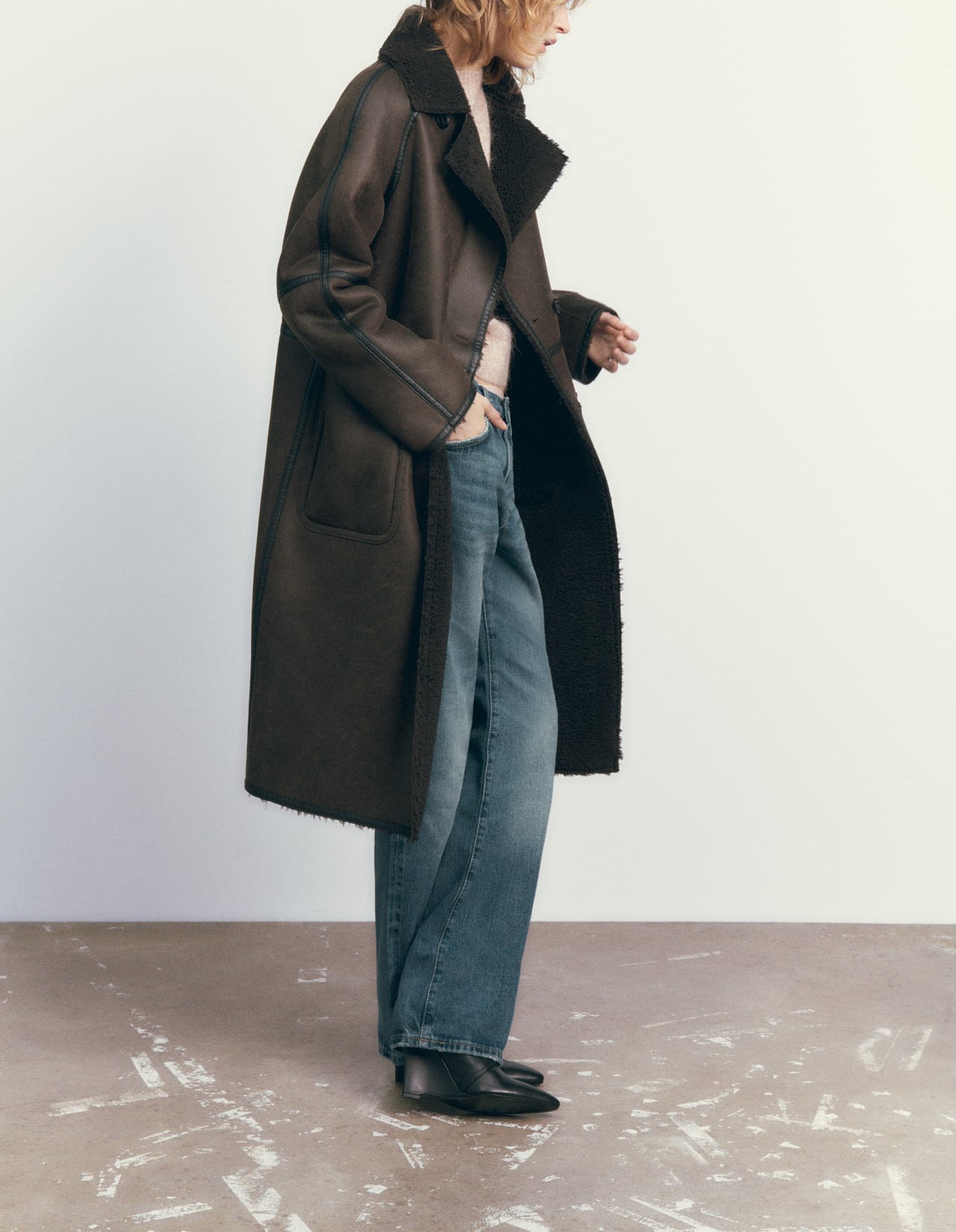 Manteau mi-long en polyester pour femme, style trench croisé à double boutonnage avec ceinture, pour l'hiver