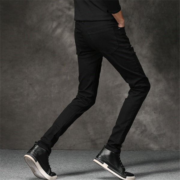 Slim-Fit Stretch Cotton Men's Pants in Black, Sizes 27-36