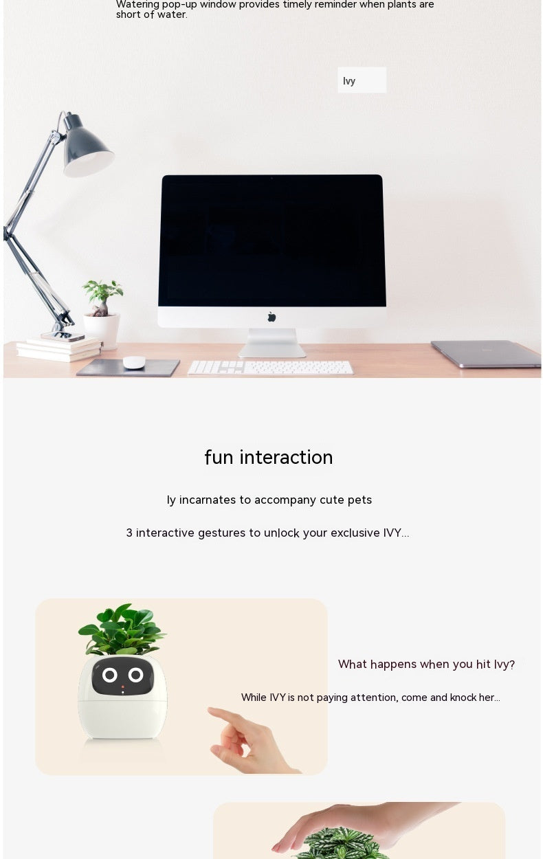 Smart Planter with 7 Sensors & AI Chips for Easy, Fun Plant Care – Over 49 Expressions