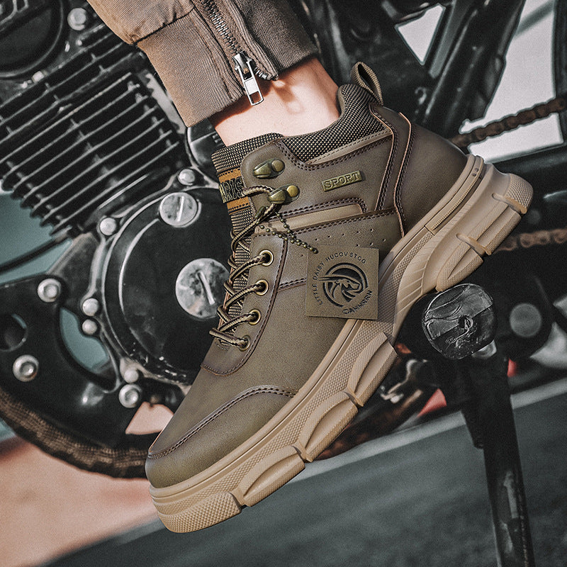 British Style Classic Outdoor Work & Motorcycle Shoes in Black, Brown, Khaki