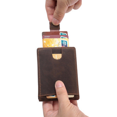 Handmade Leather Wallet RFID Blocking 10x7.5cm