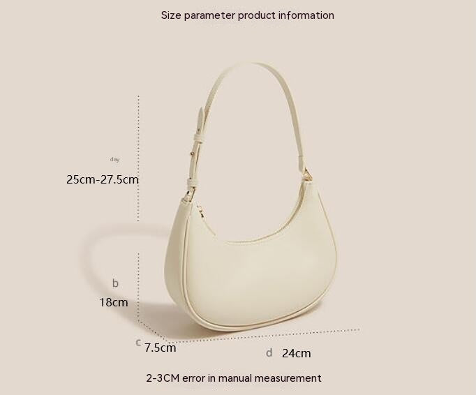 Sac Hobo Sous les Bras Advanced Sense au Design de Niche en PU Blanc Laiteux et Noir