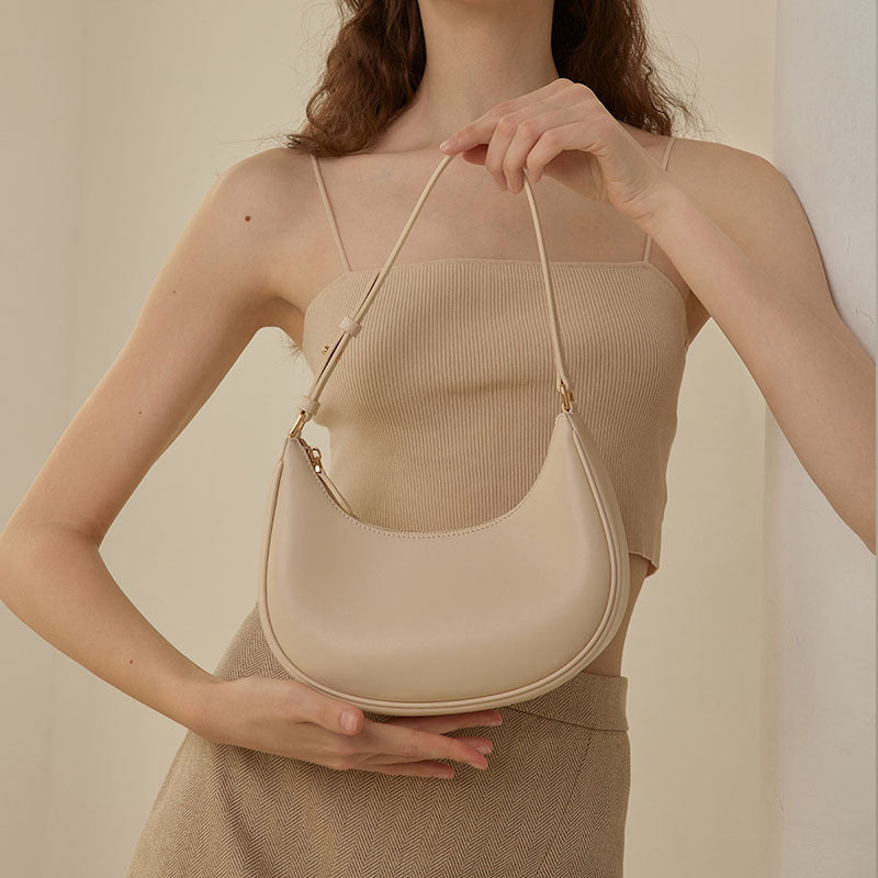 Sac Hobo Sous les Bras Advanced Sense au Design de Niche en PU Blanc Laiteux et Noir