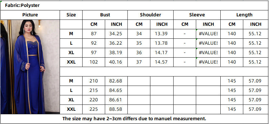 Ensemble robe longue 2 pièces pour femme, tenue féerique en fibre de polyester pour l'été et l'automne