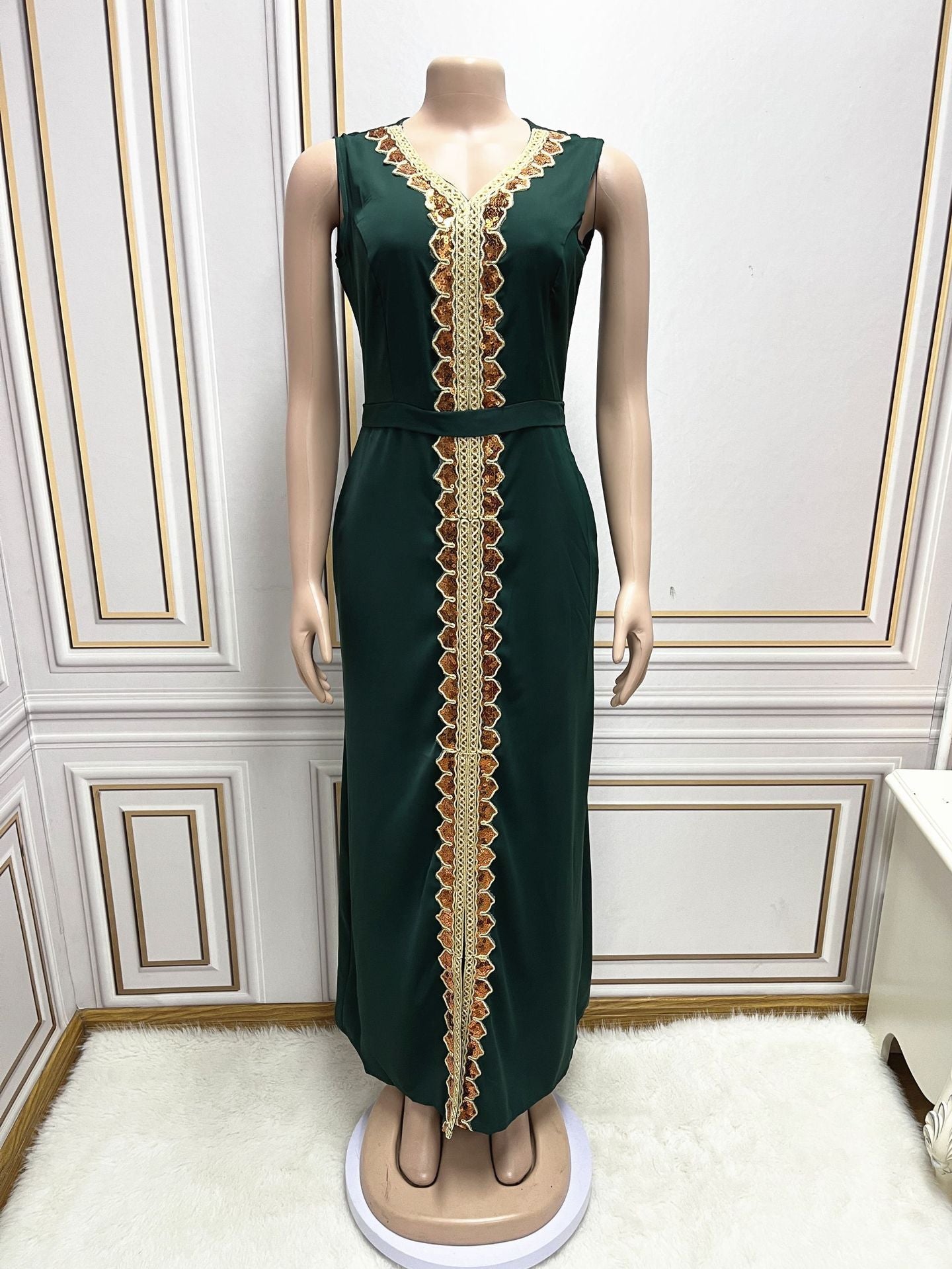 Robe de soirée à cape à sequins pour femmes musulmanes du Moyen-Orient