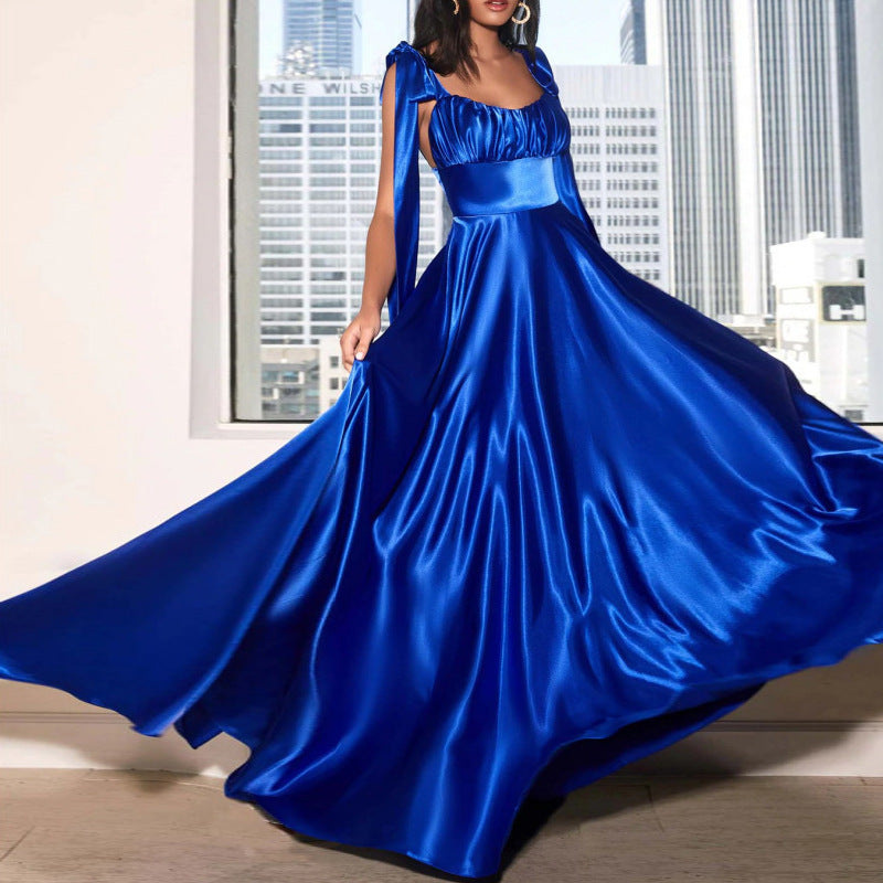 Robe de soirée sans manches en polyester pour demoiselle d'honneur