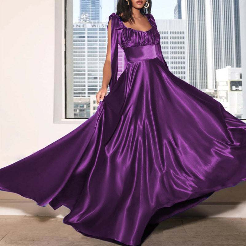 Robe de soirée sans manches en polyester pour demoiselle d'honneur