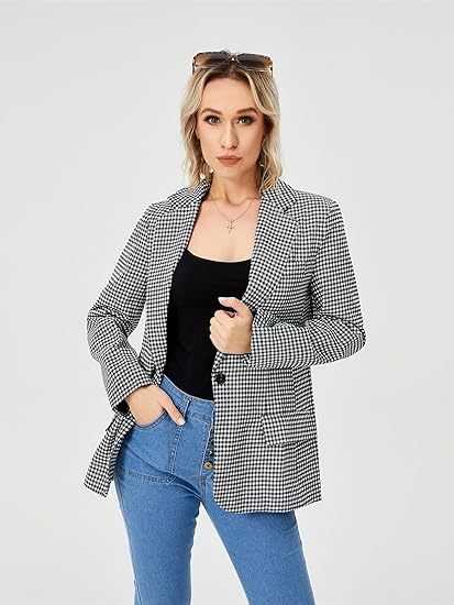 Veste blazer décontractée pour femme, manches longues, style bureau, col à revers