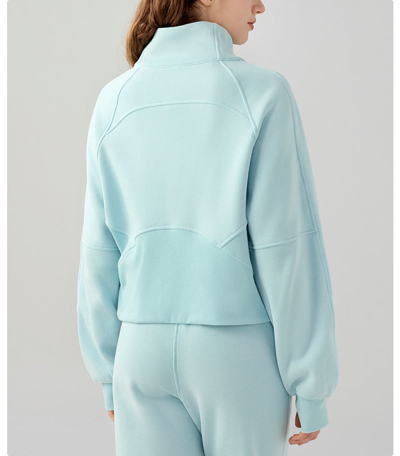 Women's Half-Zip High Collar Warm Fleece Pullover Sweater