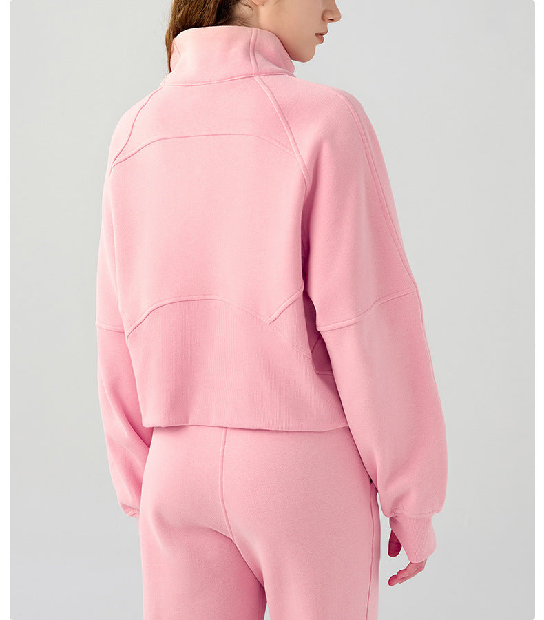 Women's Half-zip High-stand Collar Pullover Leisure Warm Fleece Sweater