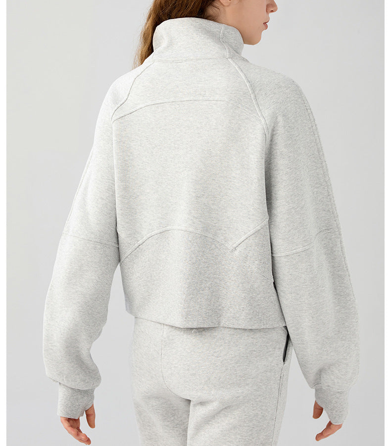 Women's Half-Zip High Collar Warm Fleece Pullover Sweater