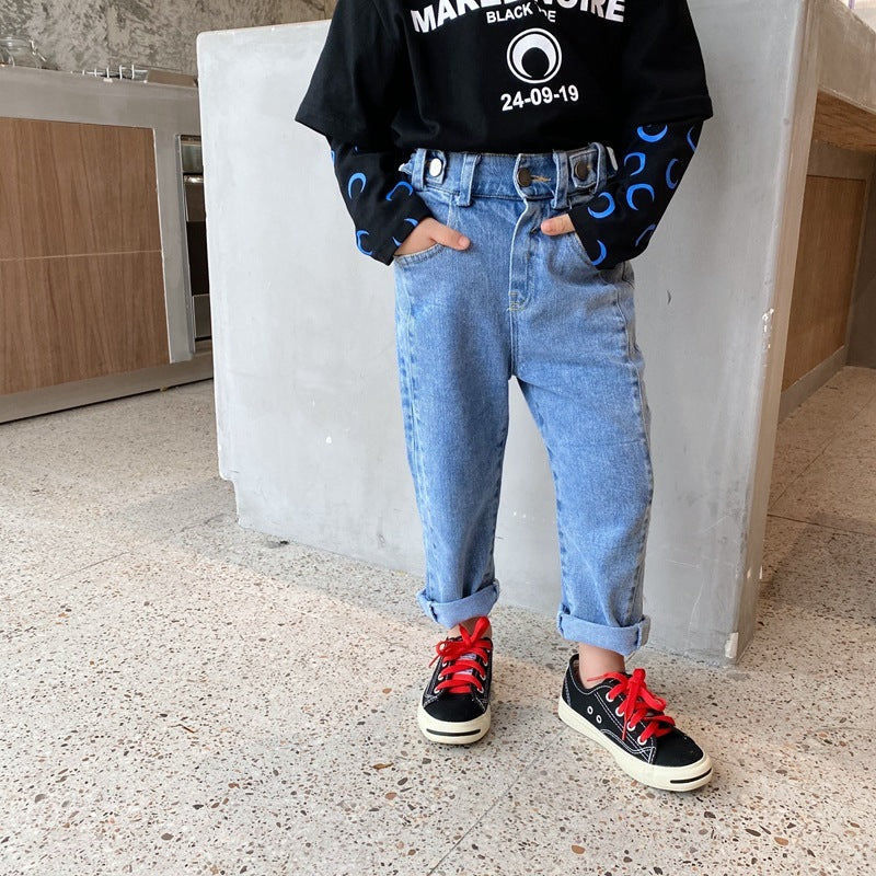 Western Style Kids Plain Jeans Trousers