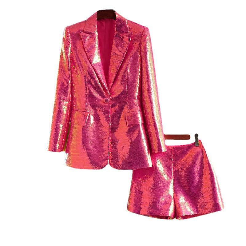 Two-Piece Suit Coat and Shorts Set for Women
