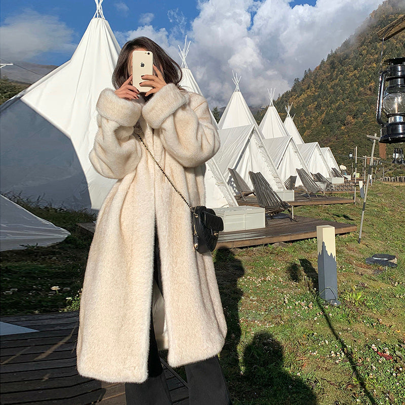 Winter Female Mink Fur Environmental Protection Artificial Leather Fur Coat