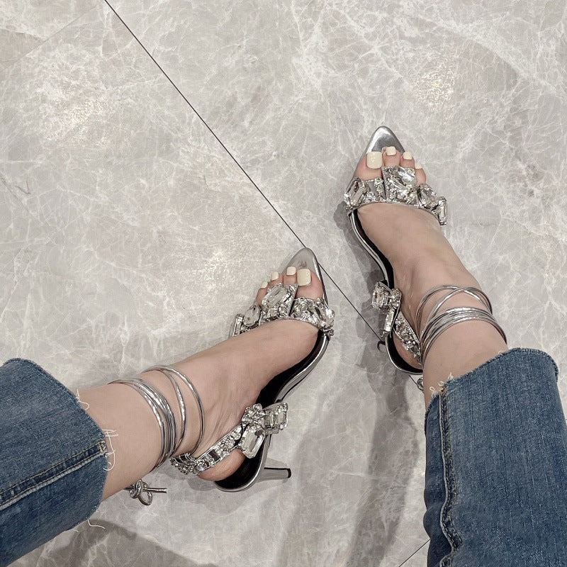 Women's Satin Stiletto Heels Low with Cold Noodles Sesame Sauce Design
