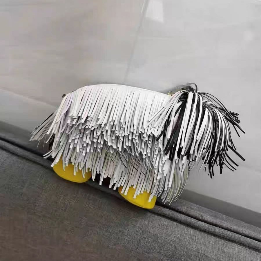 حقيبة شراشيب كلب الراعي من باين لايون، مقاس 26x16x18 سم، لون وردي أصفر، من البولي يوريثين