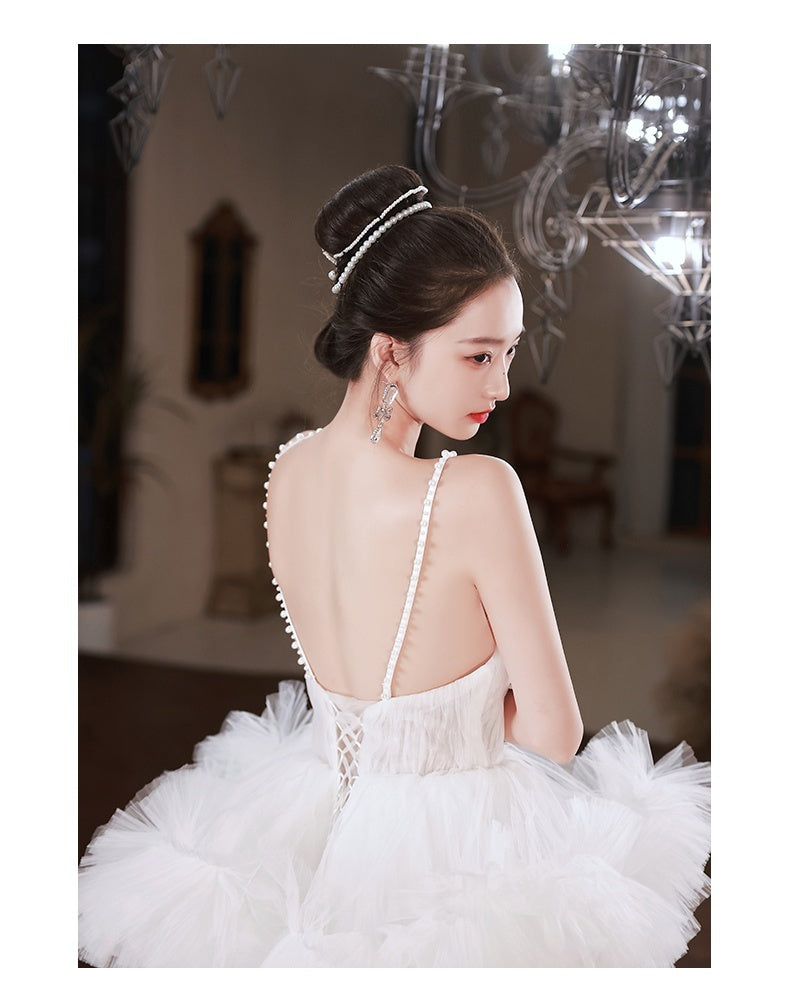 White Suspender Pettiskirt Wedding Dress French Style