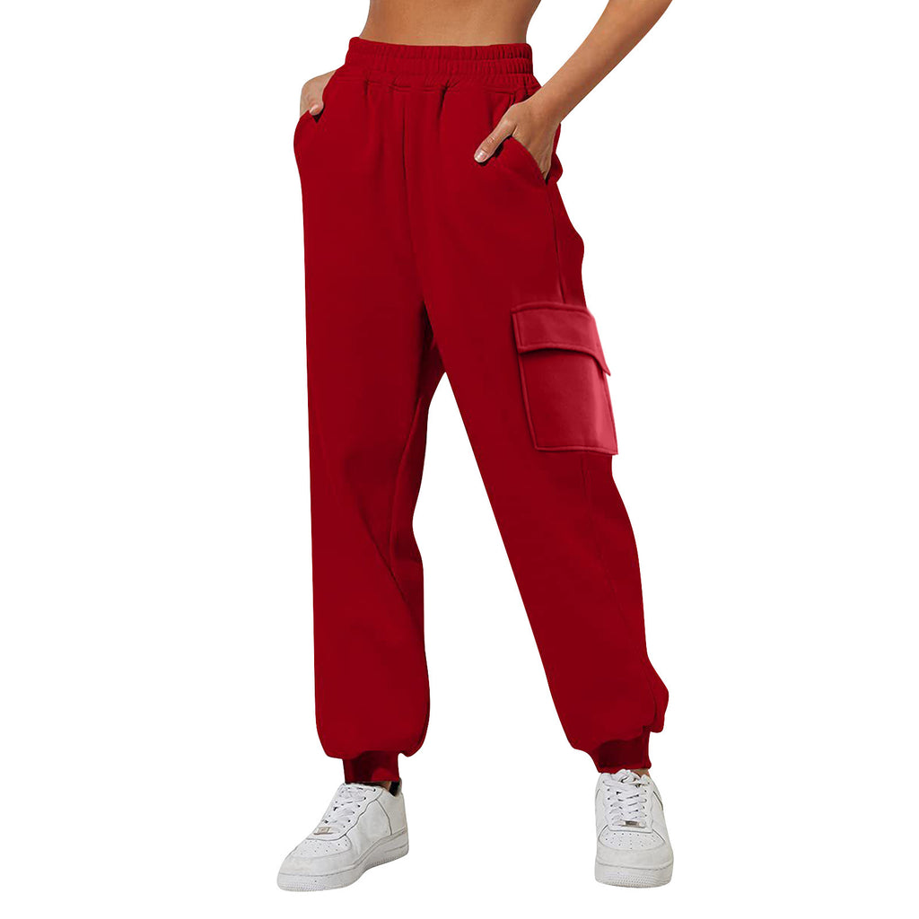 Pantalon de jogging femme taille haute ample en velours matelassé - Vêtement de sport confortable