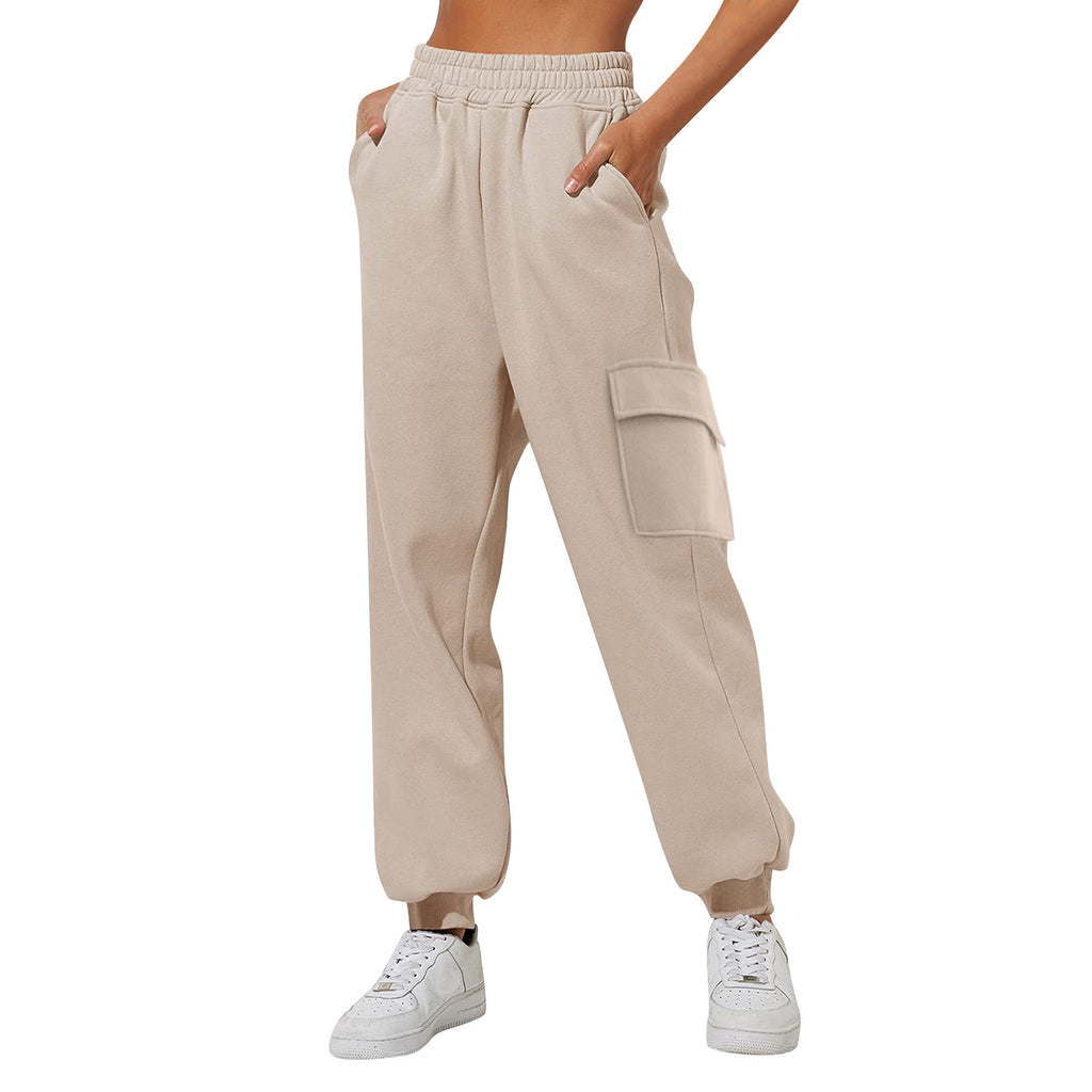 Pantalon de jogging femme taille haute ample en velours matelassé - Vêtement de sport confortable