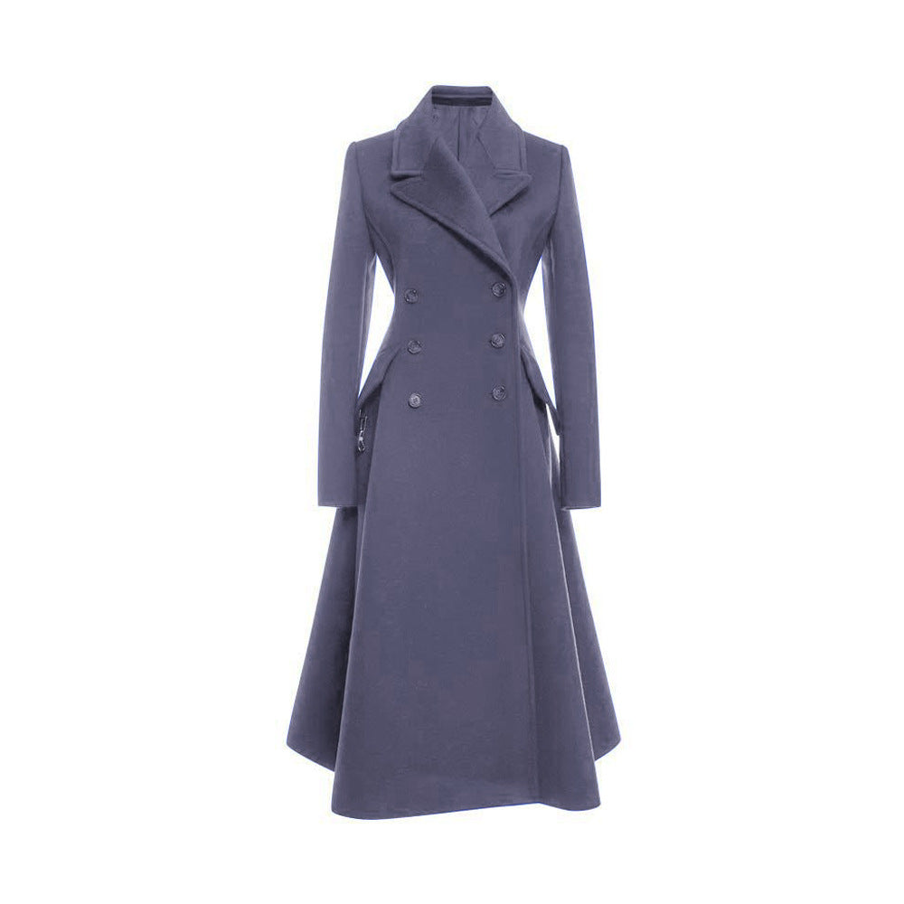 Slim Fit Women's Woolen Coat Mid-Length Solid Colors